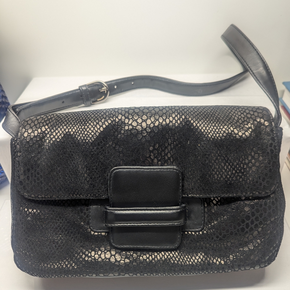 CeeKlein Elegant Black Leather Shoulder Bag